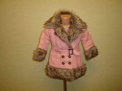 Шикарное пальто Feu Follet на 1-3 года с меховым воротником, натуральный мех