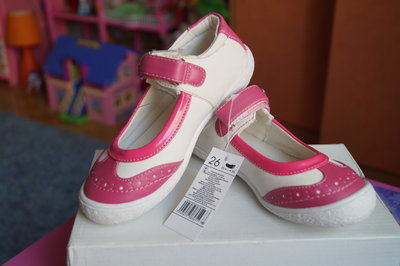 Туфли нарядные летние для девочки бело-розовые новые размер 25-32