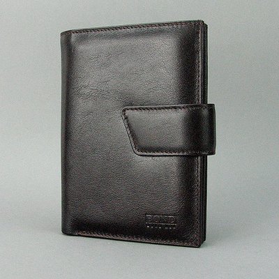 Кошелек мужской кожаный черный паспорт права Bond 570-4