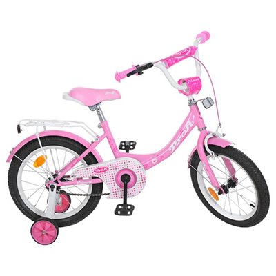 Велосипед детский PROF1 14 дюймов Y1411 Princess,розовый,звонок,доп.колеса
