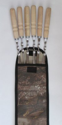Набор шампуров с деревянной ручкой 6шт мангал чехол