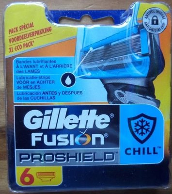 Супер новинка от Gillette сменные картриджи Fusion Proshield Chill оригинал упаковка 6 штук.