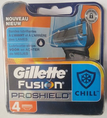 Супер новинка от Gillette сменные картриджи Fusion Proshield Chill оригинал упаковка 4 штуки.