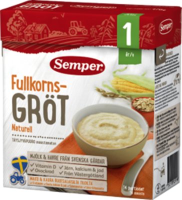 Зерновая каша овес и кукуруза от 1 года Семпер Semper Naturell, доставка под заказ со Швеции