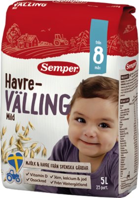 Вэллинг, мягкая и нежная овсяная каша Семпер с 8-ми месяцев, 725 грамм доставка со Швеции