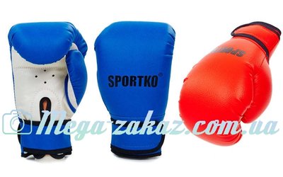Перчатки боксерские детские на липучке Sportko PD-2, 2 цвета 4,6,7 унций кожвинил