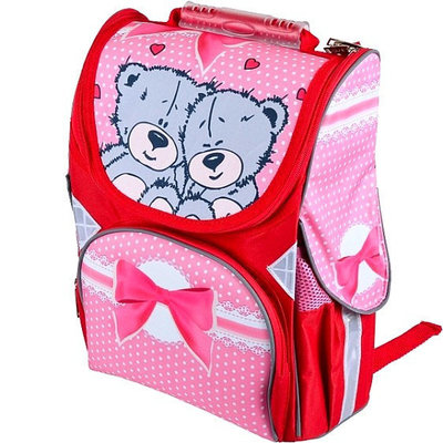 Ортопедический каркасный рюкзак для девочки Мишки 