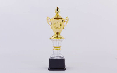 Кубок спортивный с ручками, крышкой и местом под жетон Glory C-K078B, золото пластик, высота 30см