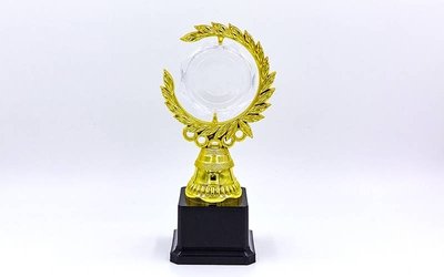 Награда спортивная приз спортивный с местом под жетон C-4326, золото пластик, высота 20см