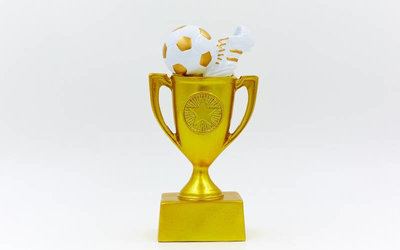 Награда спортивная Футбол статуэтка наградная кубок и бутса с мячем C-4664-B16 16х8х4,5см