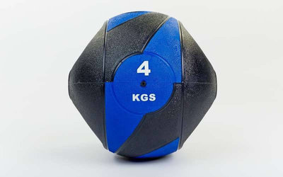 Мяч медицинский медбол с двумя рукоятками 5111-4 вес 4кг, диаметр 23см