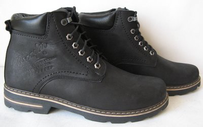 Супер Wrangler Мужские зимние ботинки черные натуральная кожа обувь сапоги
