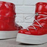 Дутики женские зимние сапоги на платформе красные Red winter boots