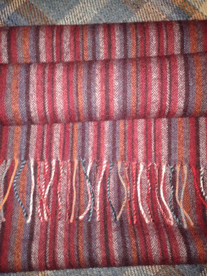 Шерстяной шарф в полоску, 100% шерсть, 158 см х 29 см