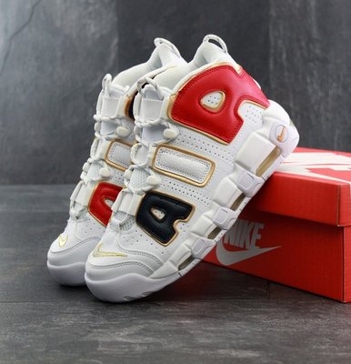 Кроссовки мужские Nike Air More Uptempo QS AIR White Navy Red Gold