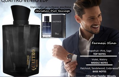 Мужская парфюмированная вода Quattro Vento Men кватро аналог Christian Dior Sauvage фармаси Farmasi