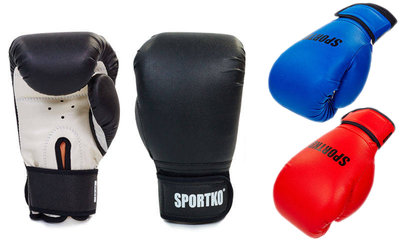 Перчатки боксерские на липучке Sportko PD-2, 3 цвета 8-12 унций кожвинил