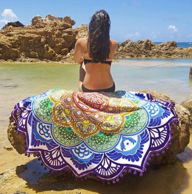 Пляжный коврик Мандала фиолетовый