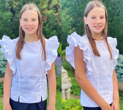 Літня біла блузка для дівчинки Км-5362, р.30-42