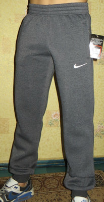 Спортивные теплые штаны Nike мужские на манжете темно-серые. Зима.