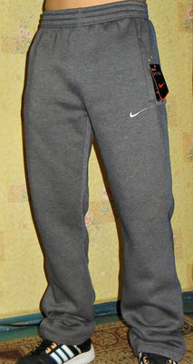 Спортивные теплые штаны Nike мужские прямые темно-серые Зима.