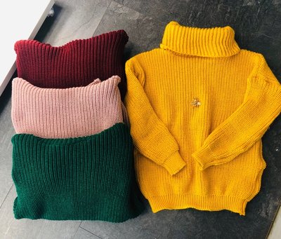 10 цветов вязаный свитер с горлом объемная вязка с-м-л