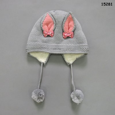 Зимняя шапка Зайка для девочки 1-3 года
