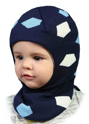 Шапка-Шлем для мальчика Тм Бабасик,зима размер 50-52 см