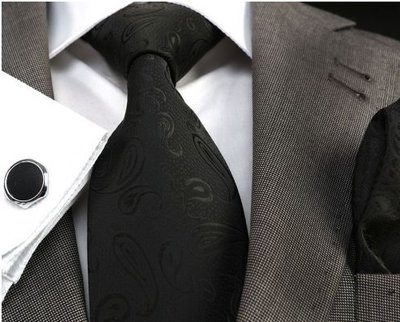 Черный галстук с рисунком код GB021