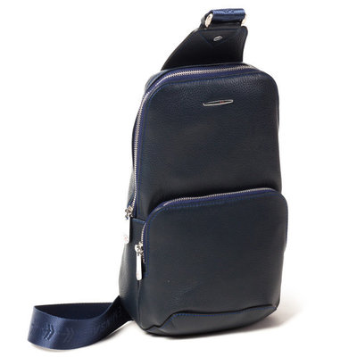 Мужской рюкзак из натуральной кожи Бесплатная доставка Eminsa 40101 17-19 синий