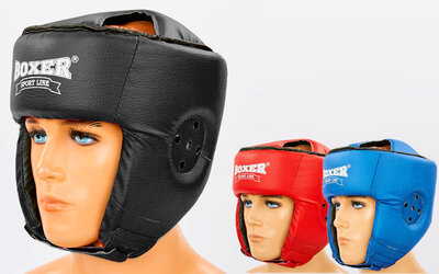 Шлем боксерский открытый с усиленной защитой макушки Boxer 2030 шлем бокс размер M-L, PU 3 цвета