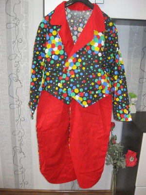 Клоун арлекин шут ростовой костюм фрак пиджак весёлый аниме 48-50-52