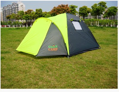 Палатка туристическая трех местная GreenCamp 1011-2, на 2 входа с тамбуром, двухслойная, размеры 330
