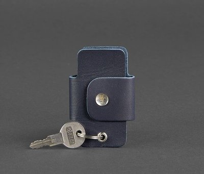 Чехол для ключей кожаный ключница синяя