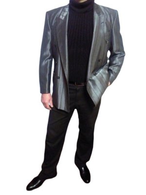 Мужской классический двубортный пиджак, ткань с отливом.