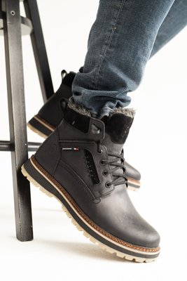Мужские ботинки кожаные зимние черные Riccone 222