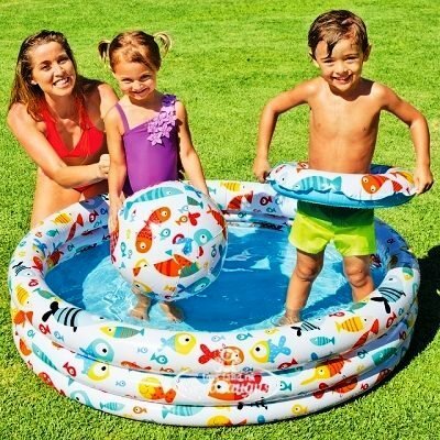 Детский надувной бассейн Intex 59469 Аквариум 132 х 28 см мячом и кругом