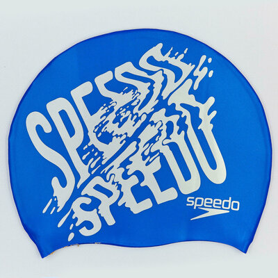 Шапочка для плавания Slogan Print 85B957 силикон, синий