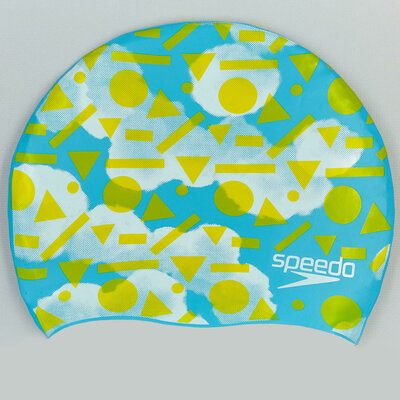 Шапочка для плавания детская Speedo Junior Slogan Print 86B955 силикон, голубой