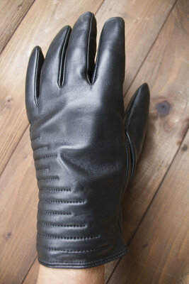 Мужские сенсорные зимние перчатки, кожа ., черные