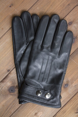 Мужские сенсорные зимние перчатки, кожа ., черные