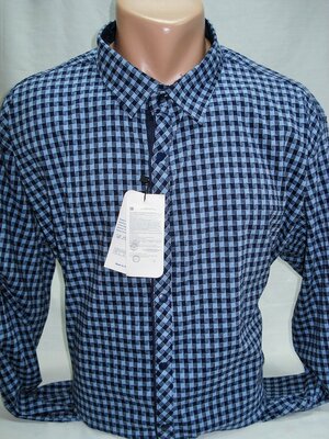 Рубашка мужская Recobar притал.тёмно-синяя с мелкой клеткой M,L,6XL