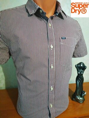 Стильная рубашка легендарного бренда Superdry, оригинал, р.S, пр-во Индия