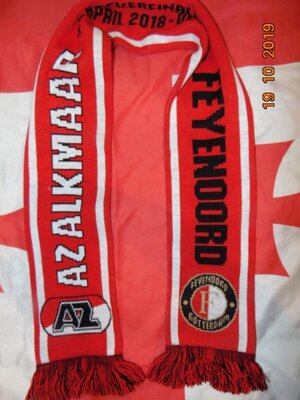 Спортивний оригинал футбольний шарф финал 2018 года Голандии Феенорд -Алкмар .