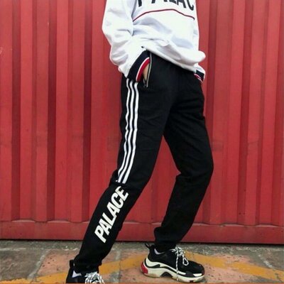 Теплые спортивные штаны Adidas x Palace черные