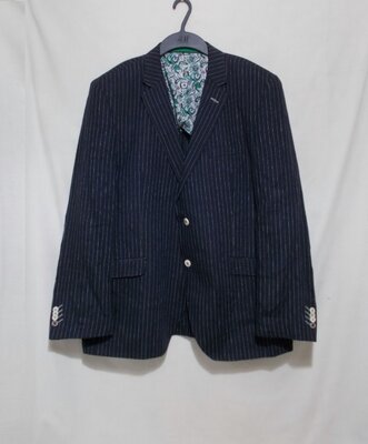 Новый пиджак темно-синий в полоску льняной STONES 54-56р