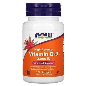 Now Foods, Высокоактивный витамин D-3, 2000 Ме, 120 и 240 мягких таблеток