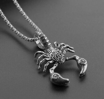 Мужская серебряная цепочка скорпион - большая цепочка на шею для парня