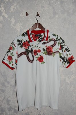Футболка рубашка - поло zara man floran print roses, оригинал на 52 р-р. xl