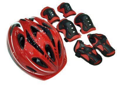 Комплект шлем и защита Sports Helmet размер S-M Красный 2-14 лет с регулировкой по объему